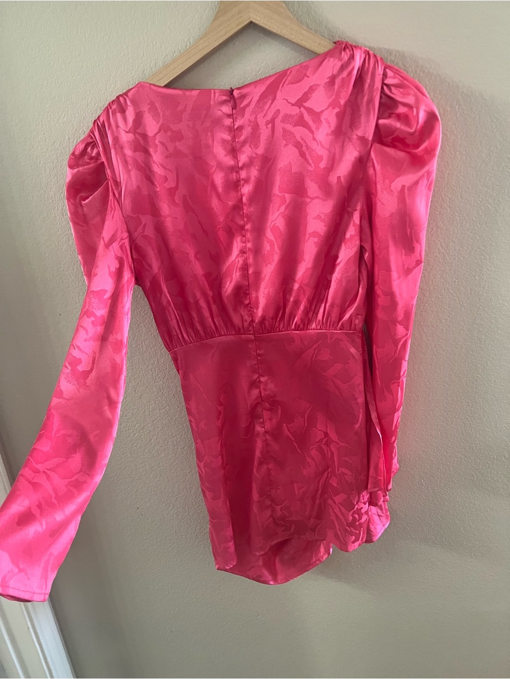 Vici Hot Pink Satin Long Sleeve Mini Dress